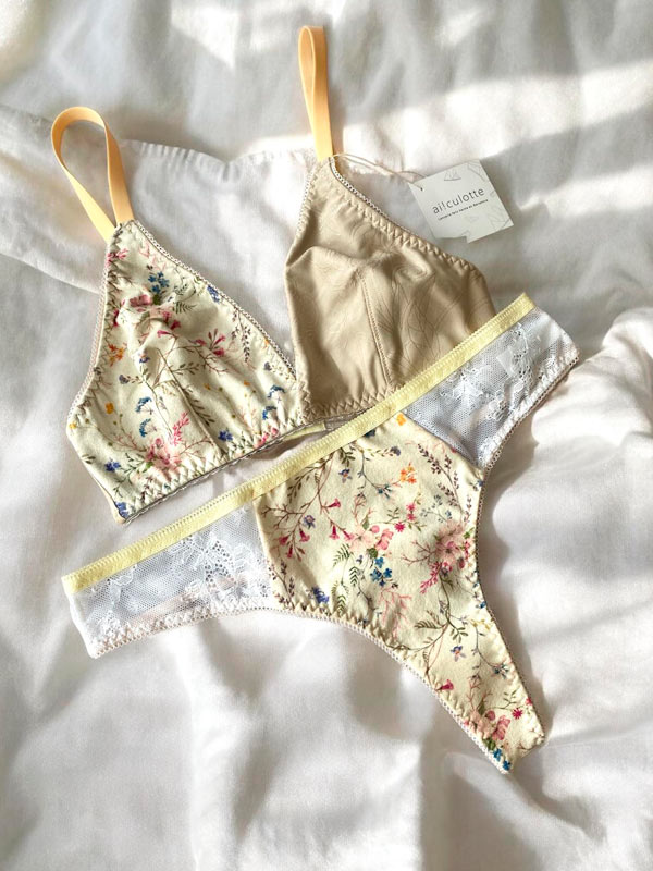 Conjunto Flori con tanga y sujetador triángulo - Lencería sostenible